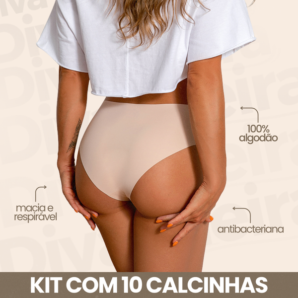 Calcinha Seda Cetim Sem Costura - Kit com 10 Peças
